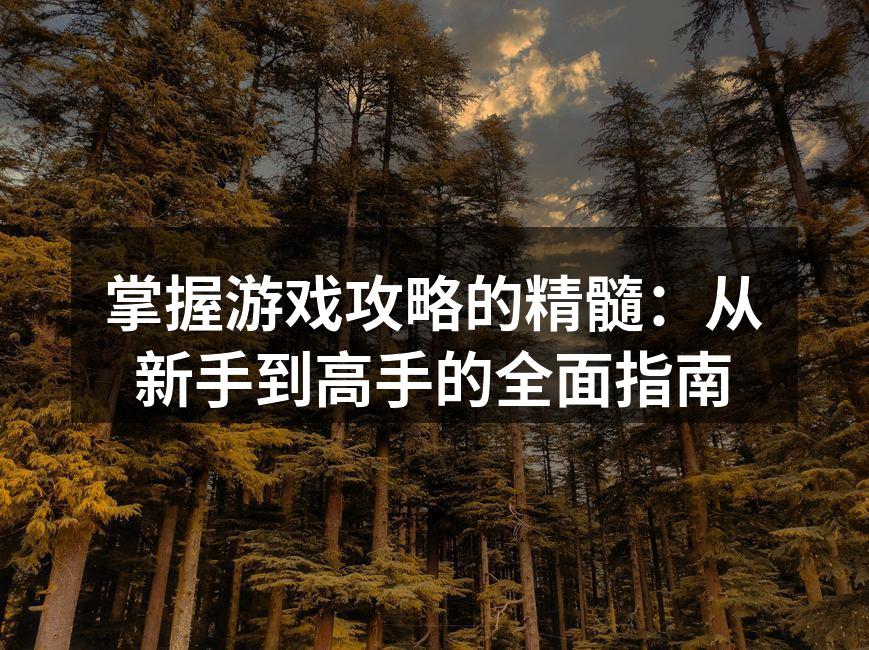 掌握游戏攻略的精髓：从新手到高手的全面指南